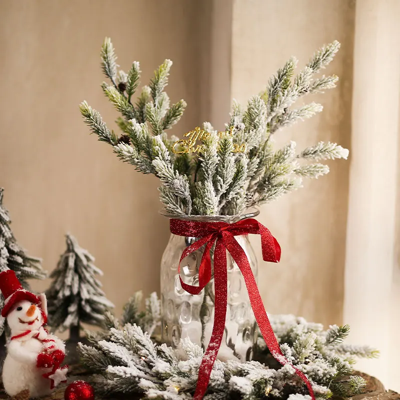 Kedro Šakos Modeliavimas Augalų Langų Dekoro Raudonųjų Vaisių Pušies Medžio Vainikas Gyvenamasis Kambarys Su Virtuvės Langą Dirbtinės Kalėdų Apdaila 4