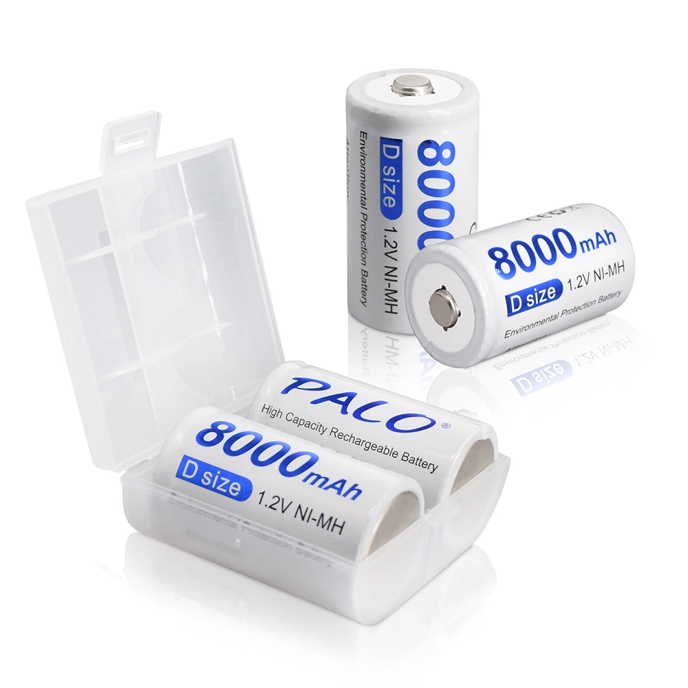 PALO D Dydžio 8000mAh Įkrovimo Baterija (akumuliatorius+2 Slots LED ekranas, smart Įkroviklis, Baterija, Kroviklis AA, AAA, C, D Baterijos 0