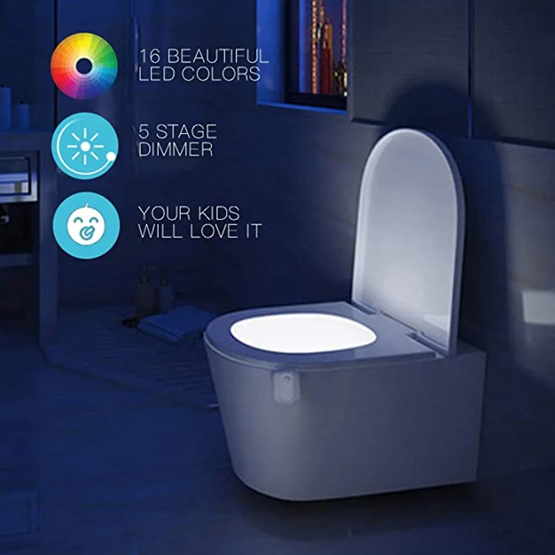 1-10VNT Smart PIR Judesio Jutiklis Tualeto Sėdynė Naktį Šviesa 16 Spalvų Apšvietimas unitazo LED Luminaria Lempos WC Tualeto Šviesos 3