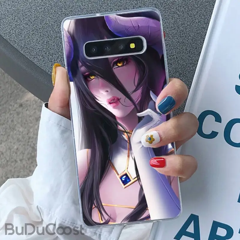 Cool Anime Albedo OVERLORD Telefono dėklas Samsung GALAXY S10Plus E(lite), S7 S7edge S8 S8Plus S9 S10 S9Plus 1