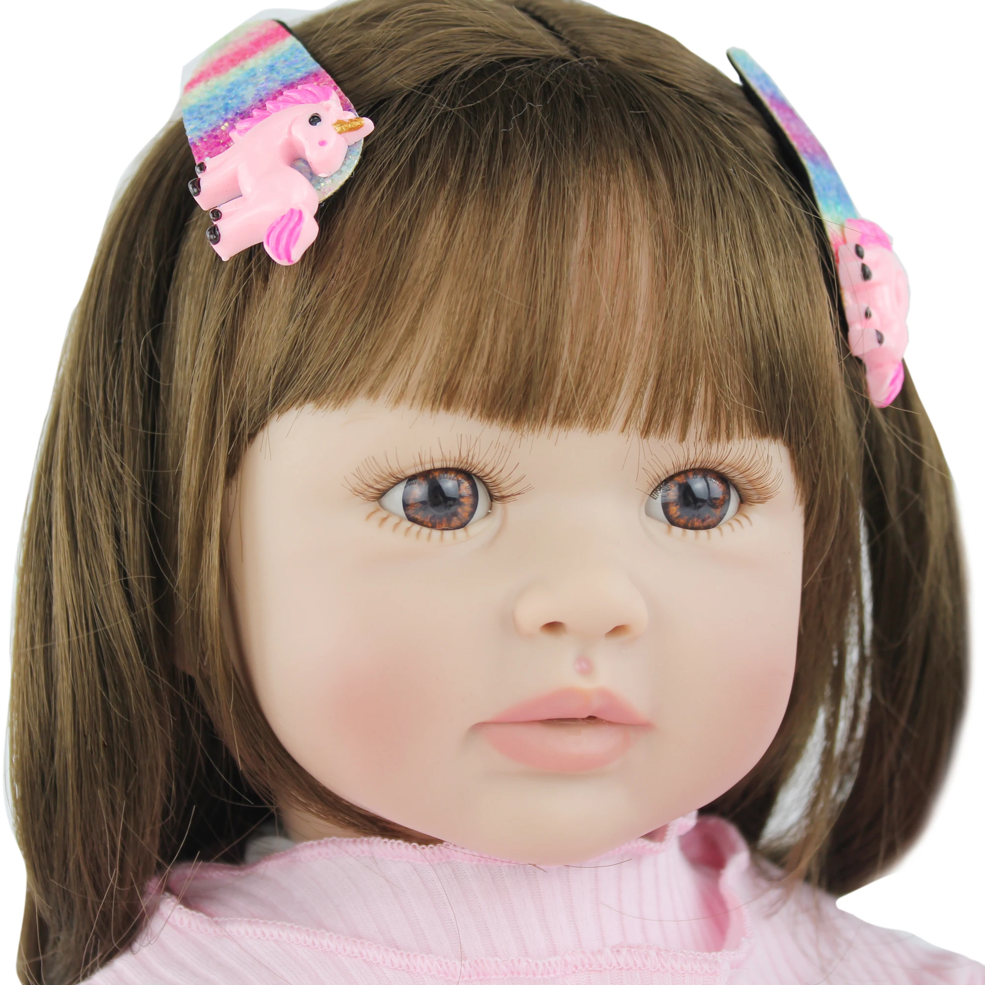60cm Silikono Reborn Baby Doll Minkšto Vinilo Rožinė Suknelė Princesė Bamblys Kūdikių Dress Up Play House Žaislai, Gimtadienio Dovana 4