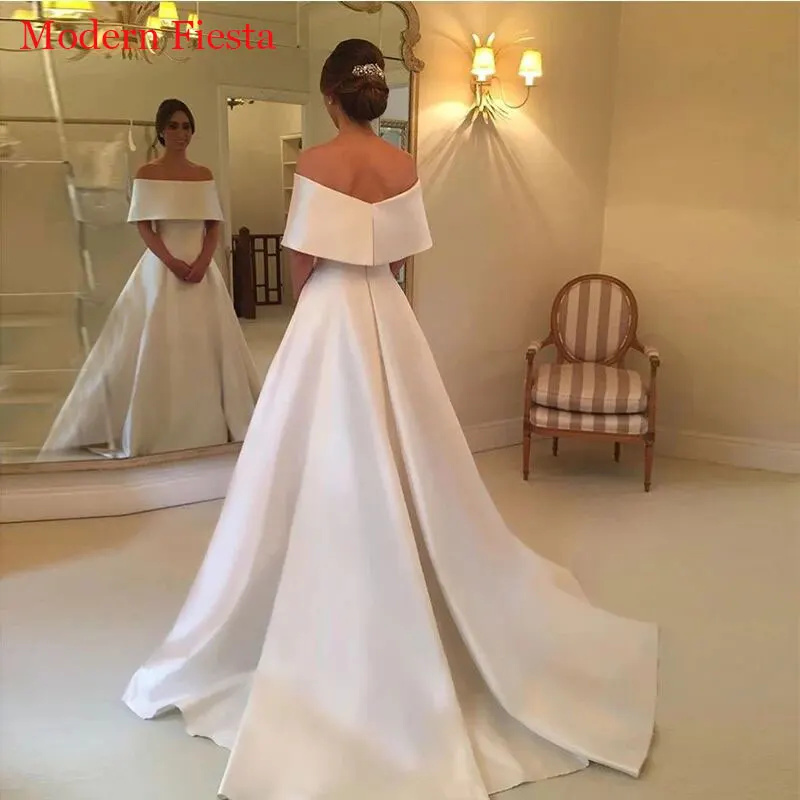 Elegantiškas Satino nuo Peties Vestuvių Suknelės, Vestidos De Novia Vestuvės Dress Chalatas De SoireeBride Būti MF0049 2