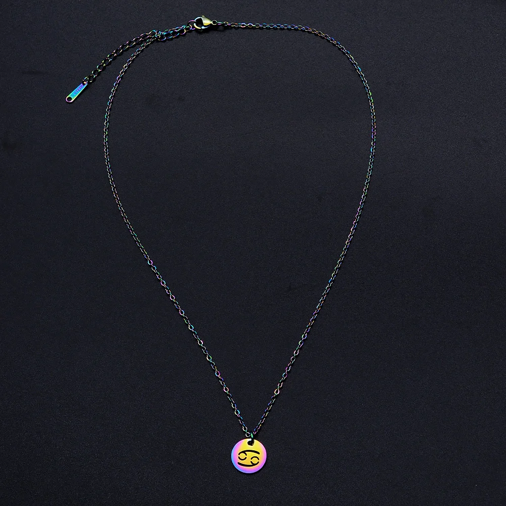 Nerūdijančio Plieno spalvinga Vaivorykštė Zodiako Žavesio Žvaigždynas Karoliai Moterims, Juvelyriniai dirbiniai Didmeninė Dropshipping 3