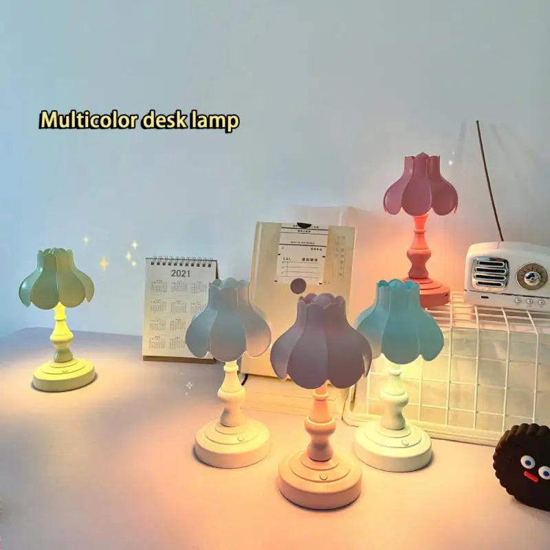 Gėlių LED Stalo Lempa Studentų Miegamasis Kambarys Apšvietimas, USB Jungiklis Lempa Akių Apsauga Retro Lentelė Šviesos Lapų Naktį Šviesos 3