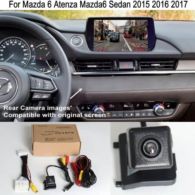 Automobilio Galinio vaizdo Atbuline Kamera Mazda 6 Atenza Mazda6 Sedanas 2016 2017 HD RCA Kabelio su Adapteriu Suderinamus OEM Monitoriaus Ekranas 3