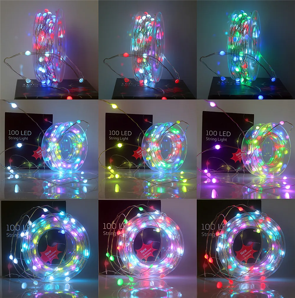 USB 5V RGB LED vaizdo Taškų Styginių Šviesos Kalėdų Vestuves Atostogų Apdailos RGB Adresuojamo Individualiai LED Pasakų String 2