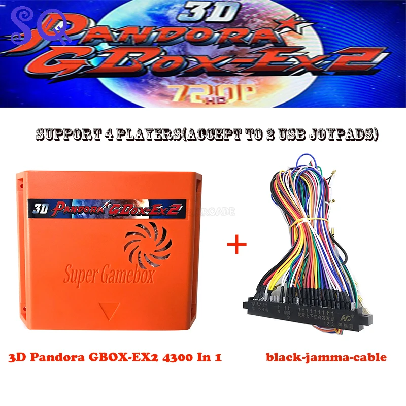 3D Pandora GBOX-EX2 4300 1 Box Žaidimo Lenta Arcade Žaidimas box Kasetė Jamma PCB 720P VGA+Wired/wireless gamepad rinkinys 2