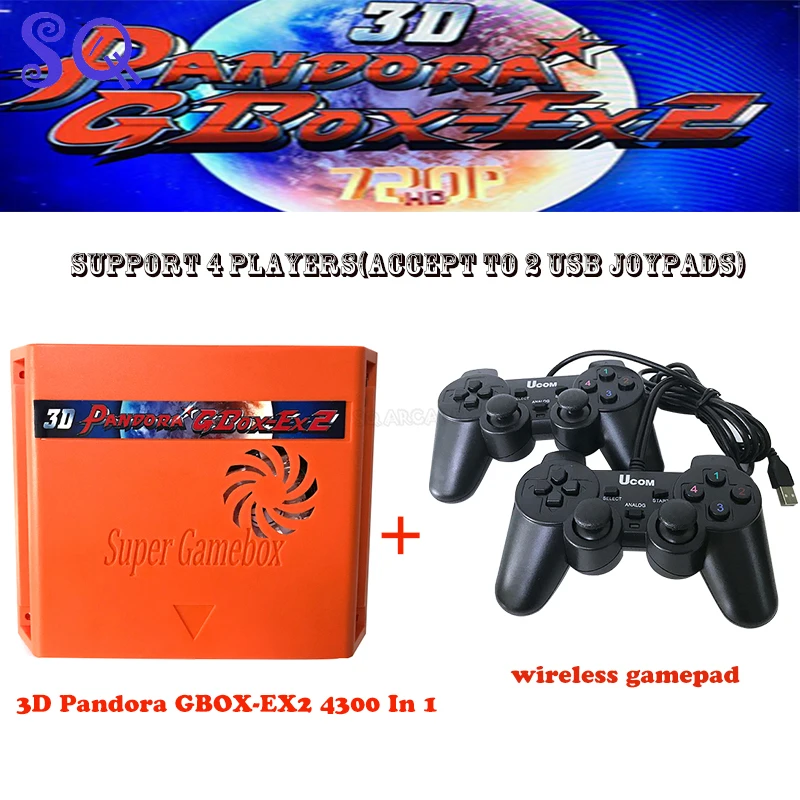 3D Pandora GBOX-EX2 4300 1 Box Žaidimo Lenta Arcade Žaidimas box Kasetė Jamma PCB 720P VGA+Wired/wireless gamepad rinkinys 3