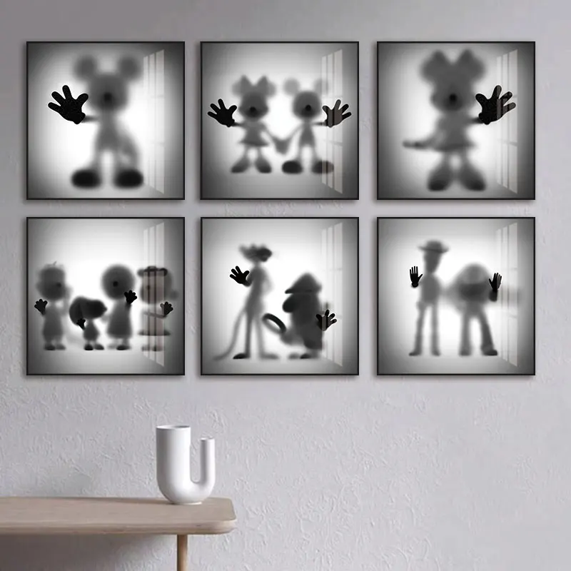 Animacinių filmų Abstrakčiai Nyksta Mickey Drobė, Tapyba, Modernus Disney Plakatai ir Spausdinimo Sienos Nuotrauka už Kambarį Namų Dekoro 0
