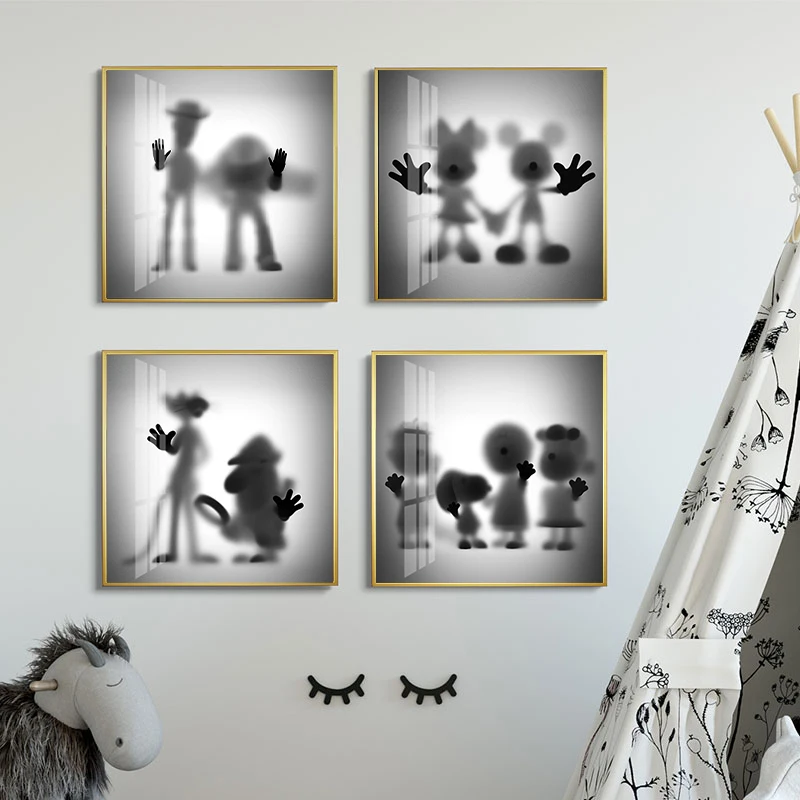 Animacinių filmų Abstrakčiai Nyksta Mickey Drobė, Tapyba, Modernus Disney Plakatai ir Spausdinimo Sienos Nuotrauka už Kambarį Namų Dekoro 3