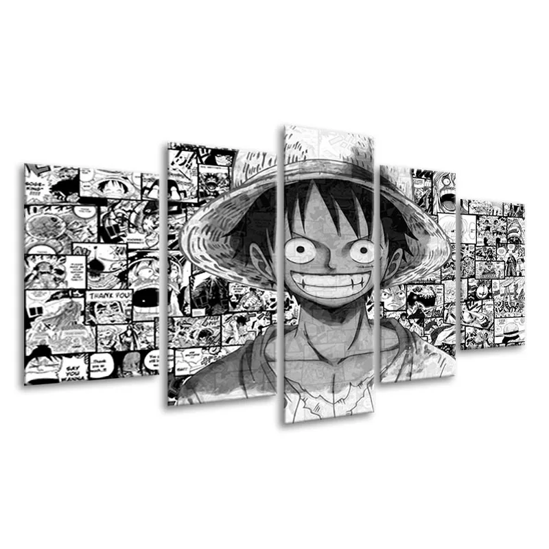 5P Anime, Manga Simbolių Luffy Nuotrauką Namų Dekoro Šiaurės Drobės Tapybos Sienos Meno ir spaudos Plakatai 4