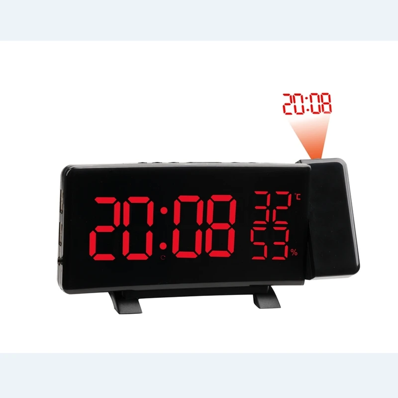 TS5210 Spalvos Laiko Projekcija FM Radijo Laikrodis Sukasi 180 Skaitmeninis LED, Lenktas Ekranas Temperatūros Drėgmės Matuoklis Skambėti Žadintuvas 3