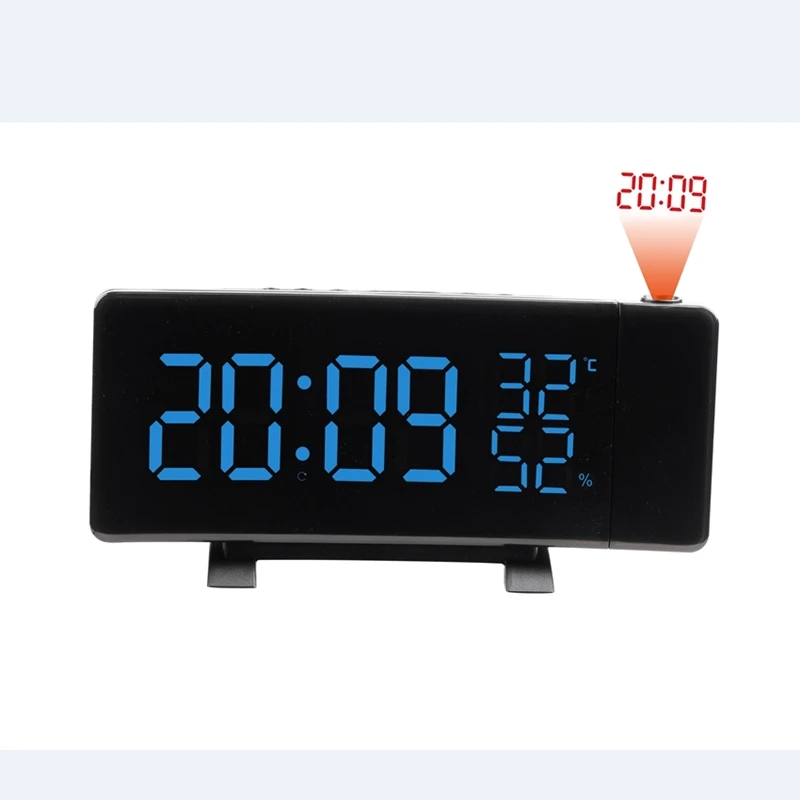 TS5210 Spalvos Laiko Projekcija FM Radijo Laikrodis Sukasi 180 Skaitmeninis LED, Lenktas Ekranas Temperatūros Drėgmės Matuoklis Skambėti Žadintuvas 4