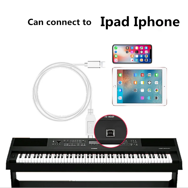 100vnt USB Duomenų Kabeliu žaibo MIDI Jungtis, USB Duomenų MIDI OTG Kabelis Spausdintuvui Standžiojo Disko Elektrinis pianinas laidas iphone 3