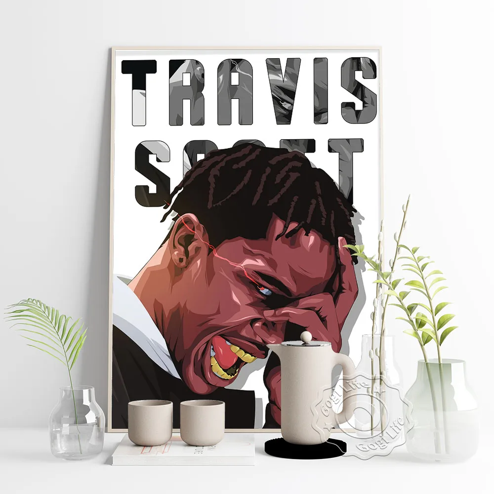 Travis Škotas Drobės Tapybos Meno Plakatas, Star Reperis 2Pac Derliaus Meno Portretas Sienos Nuotrauka, Hip-Hop Repo Muzikos Dainininkas Sienų Dekoras 3