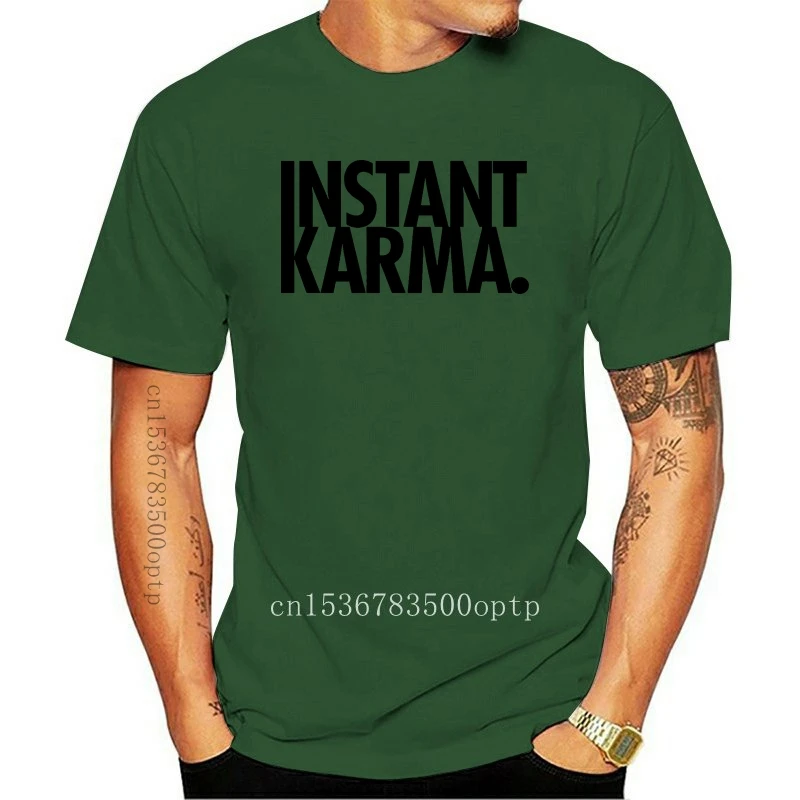 Instant Karma White Tee - 90-ųjų Hip-Hop Rap Tee Marškinėliai 0