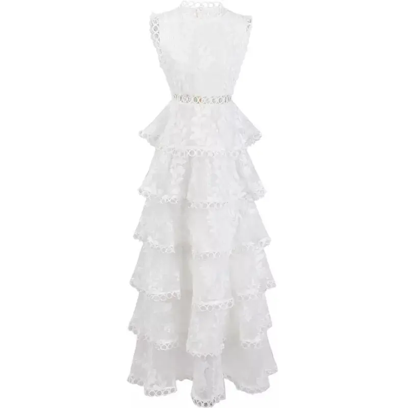 Kilimo Ir Tūpimo Tako Siuvinėjimas Rankovių Šalis Suknelės Moteris Atsitiktinis Elegantiškas Medvilnės Aukšto Juosmens Moterų Tortas Suknelė Vientisos Baltos Vestidos Maxi 1
