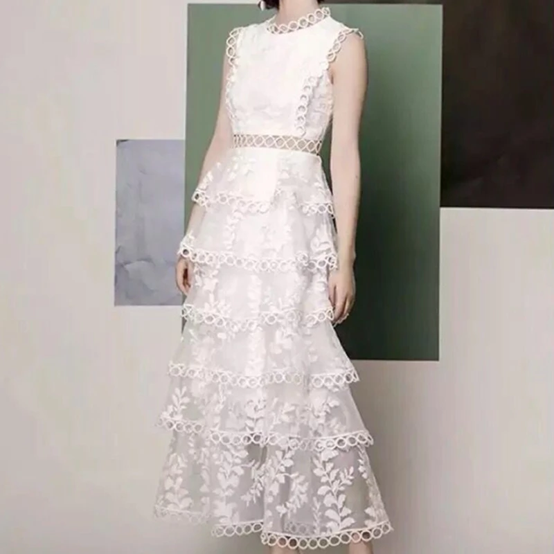 Kilimo Ir Tūpimo Tako Siuvinėjimas Rankovių Šalis Suknelės Moteris Atsitiktinis Elegantiškas Medvilnės Aukšto Juosmens Moterų Tortas Suknelė Vientisos Baltos Vestidos Maxi 2