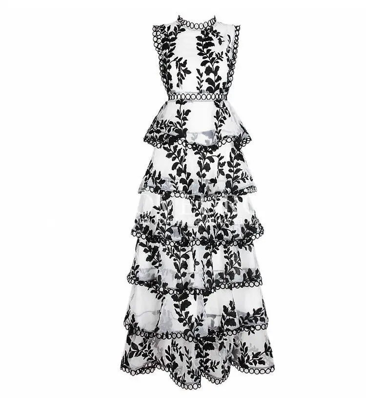 Kilimo Ir Tūpimo Tako Siuvinėjimas Rankovių Šalis Suknelės Moteris Atsitiktinis Elegantiškas Medvilnės Aukšto Juosmens Moterų Tortas Suknelė Vientisos Baltos Vestidos Maxi 5