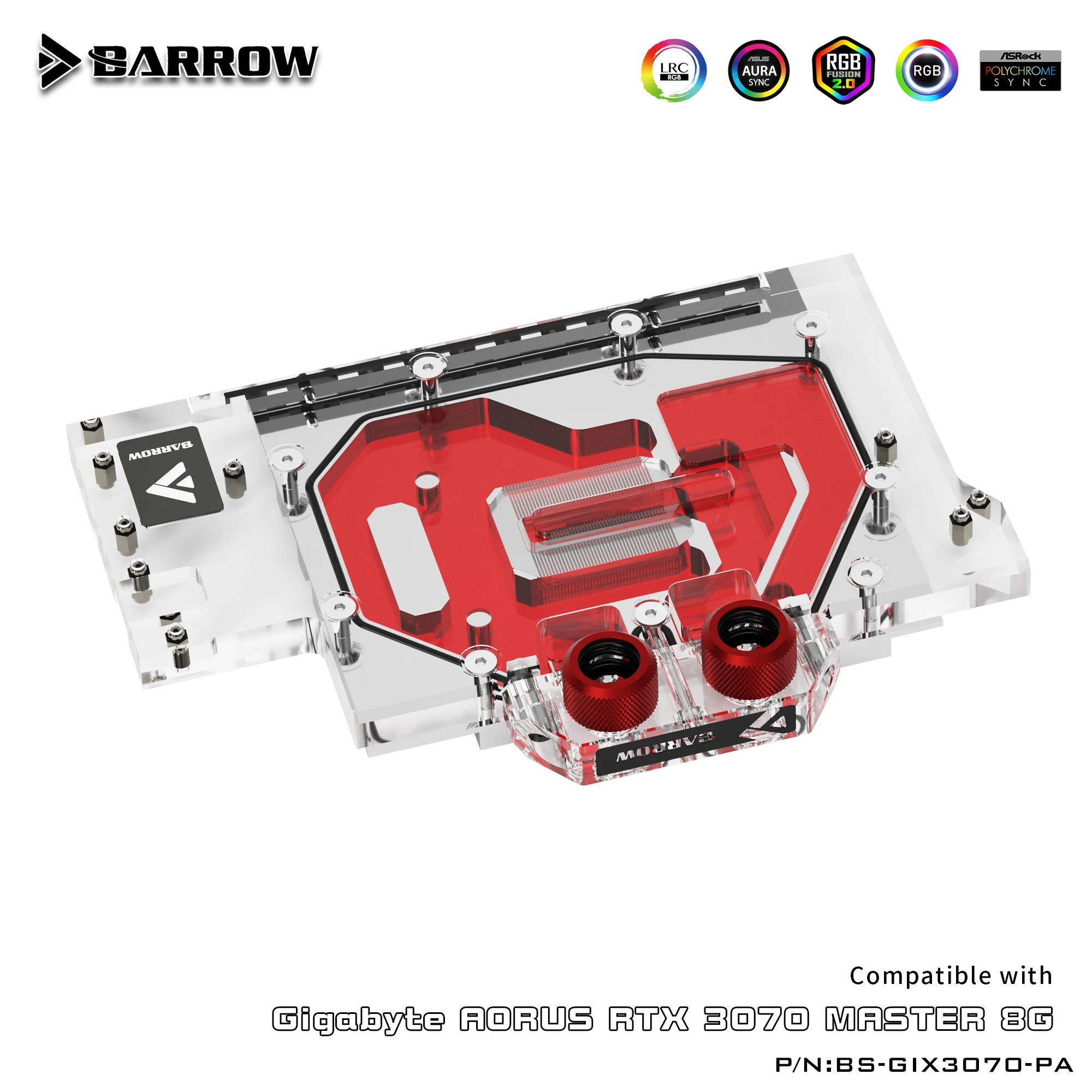 Barrow vandens bloko visišką naudoti GIGABYTE RTX AORUS 3070 MEISTRAS 8G GPU kortelės Vario Radiatorius, 5V Antraštė A-RGB 2