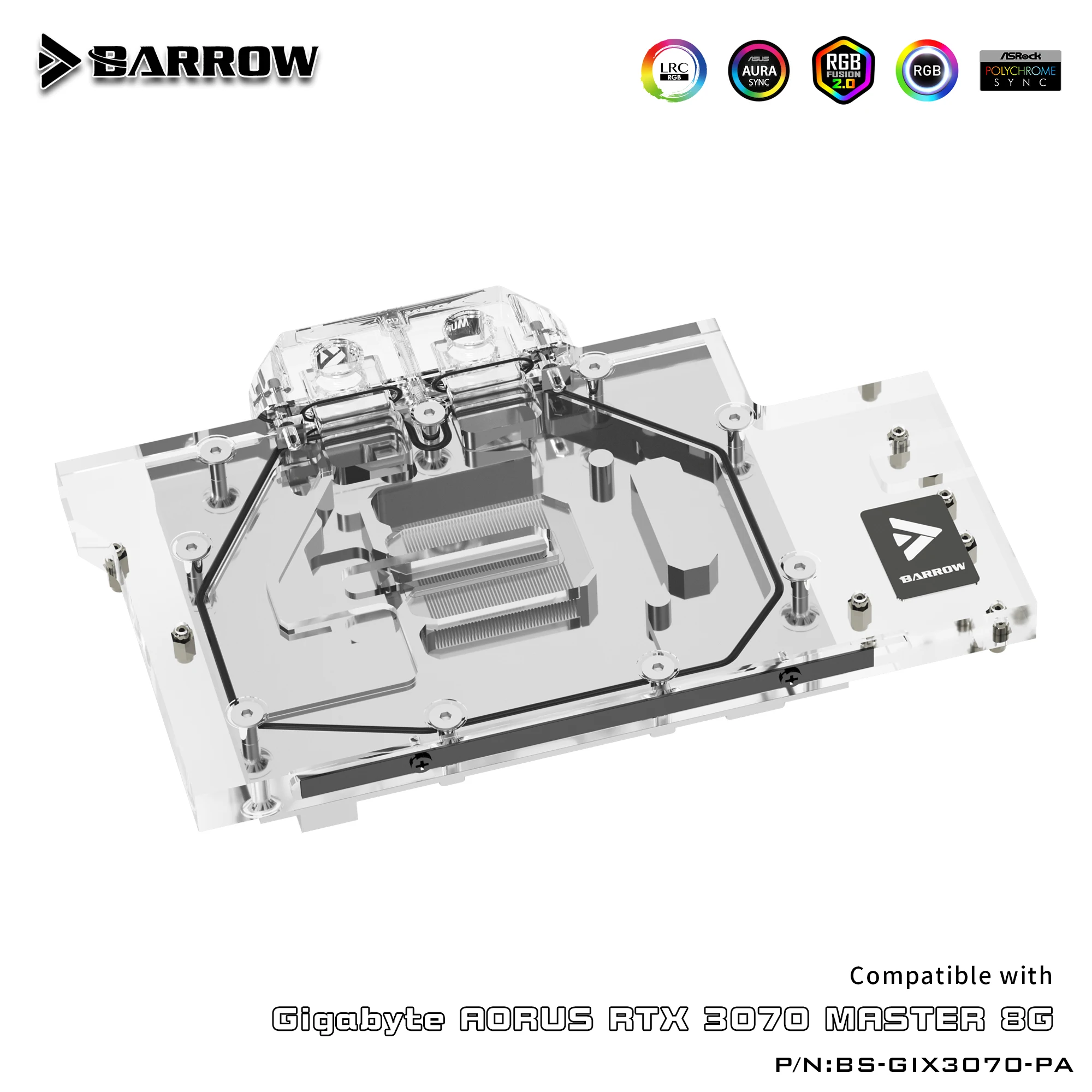 Barrow vandens bloko visišką naudoti GIGABYTE RTX AORUS 3070 MEISTRAS 8G GPU kortelės Vario Radiatorius, 5V Antraštė A-RGB 3