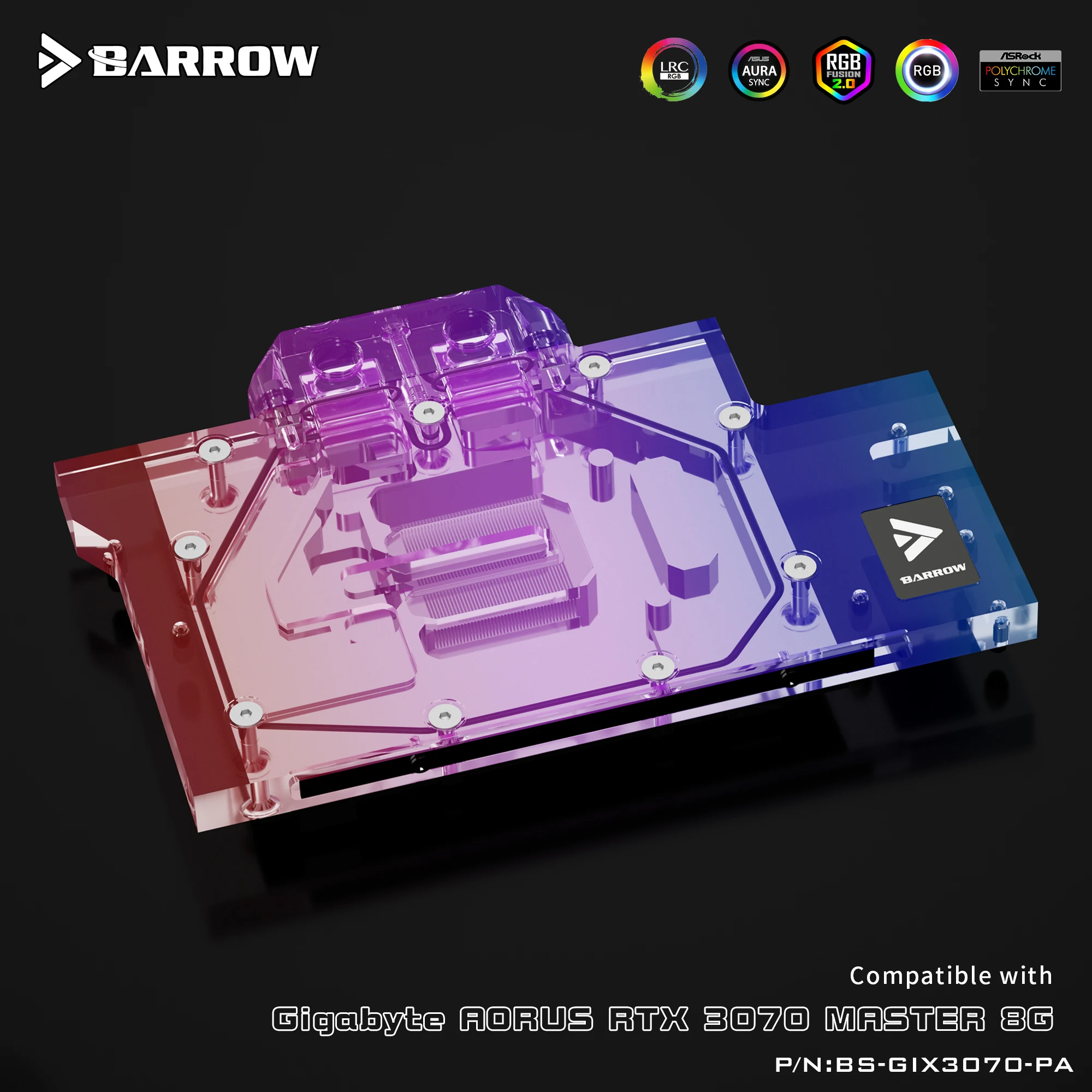 Barrow vandens bloko visišką naudoti GIGABYTE RTX AORUS 3070 MEISTRAS 8G GPU kortelės Vario Radiatorius, 5V Antraštė A-RGB 5