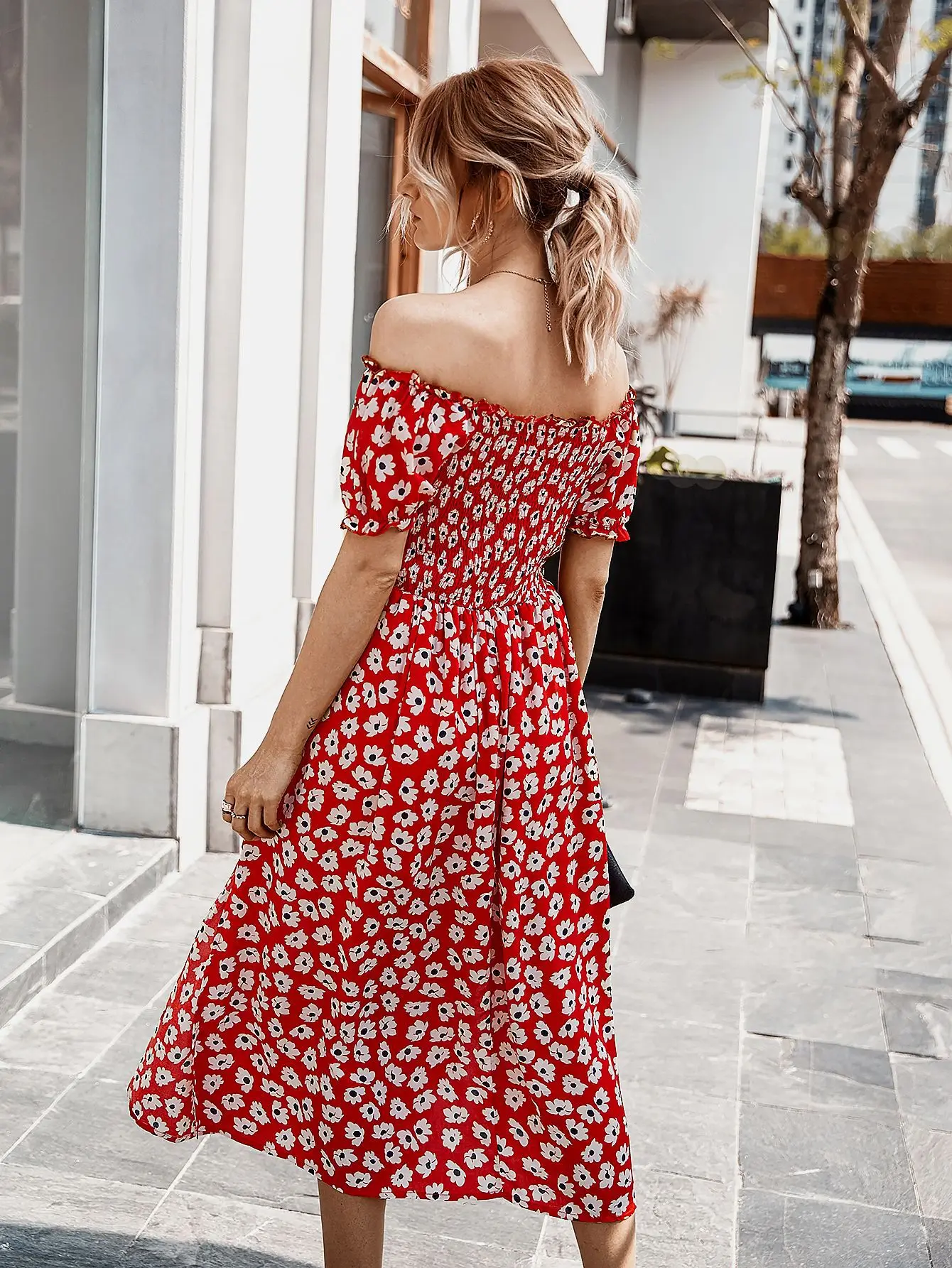 2021 Vasaros Moterų Suknelės, Mados Elegantiškas Backless Padalinta Ponios Paplūdimio Suknelė Seksualus Stebėjimo Gėlių Spausdinti Ponios Atsitiktinis Suknelė 3