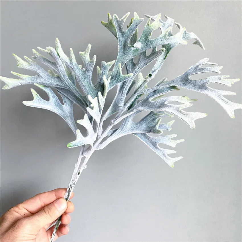 Kuoduotoji Buckhorn-suklastotas Dirbtinių augalų lapai kambarį dekoruoti Vestuvių troba namų dekoro plantas artificiales 1