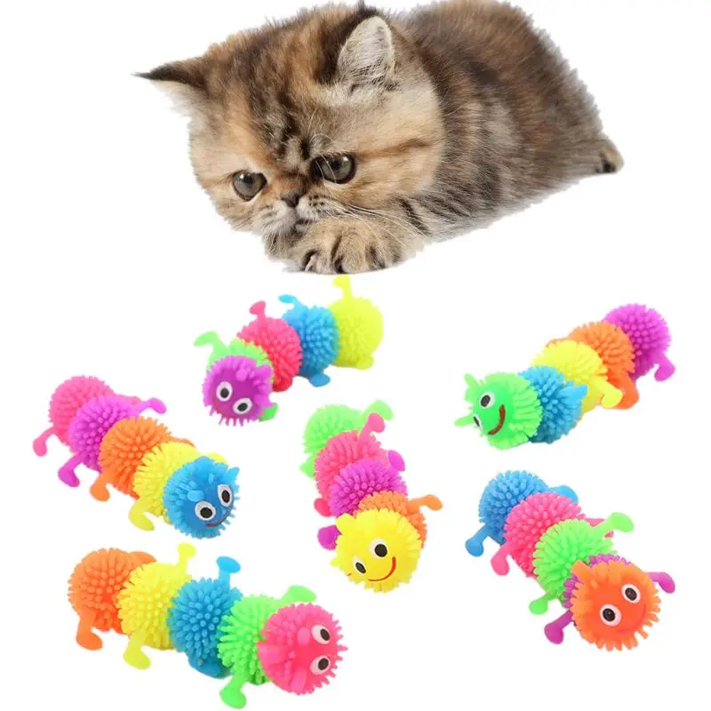 Kačių Žaislai Juokinga Modeliavimas Caterpillar Gumos Mažylis Tvarkinga Namo Kramtyti Žaislas Fidget Reikmenys Naminių Produktų Kačiukas Priedai Kitty 3