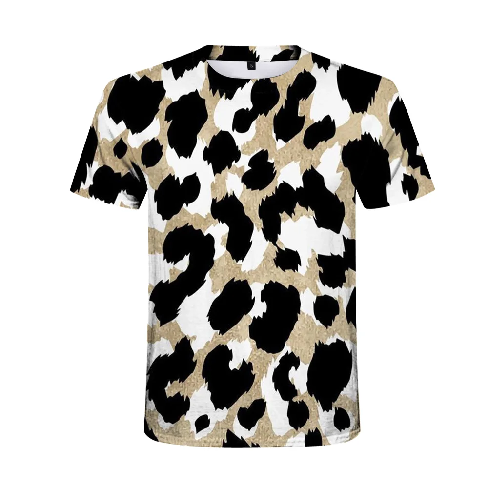 Naujas Mados Aukštos Kokybės Leopardo Atspausdintas T-shirt Vyrams Vasaros trumpomis Rankovėmis Hip-Hop Cool T Shirts Pora Hipster Harajuku Tee Viršūnės 3