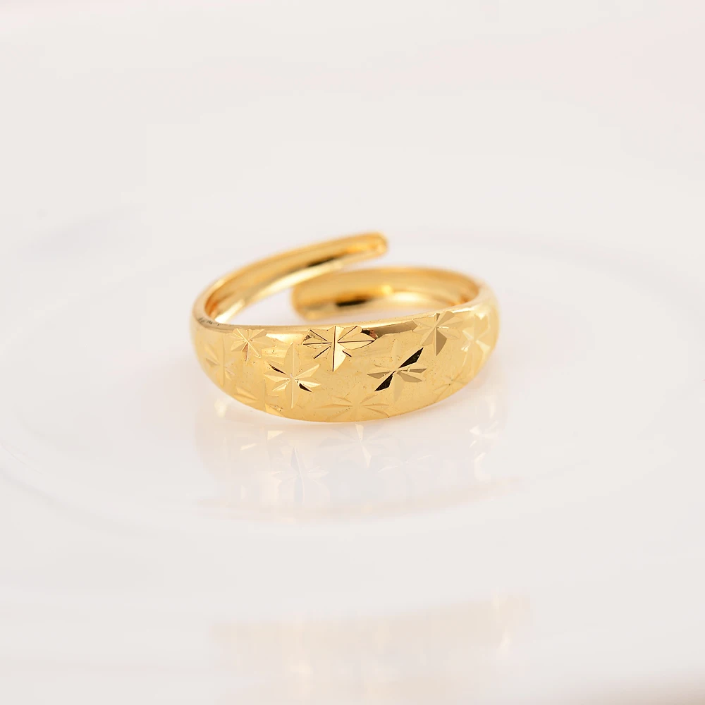 9K Žiedas kietas Baudos TAILANDO BATAS G/F Aukso Arabų adjusable Žiedai keičiamo dydžio Plokštumos Figūra Moterų Paauglių Helovinas Papuošalai 0