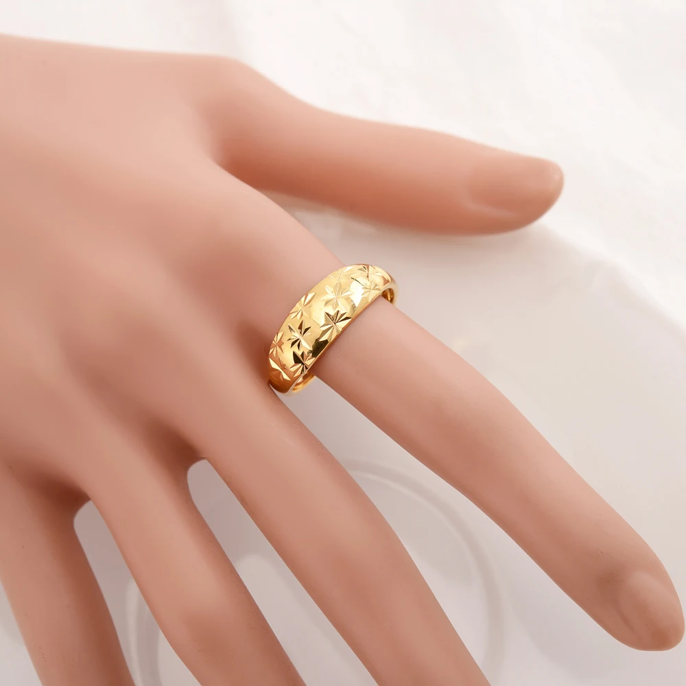 9K Žiedas kietas Baudos TAILANDO BATAS G/F Aukso Arabų adjusable Žiedai keičiamo dydžio Plokštumos Figūra Moterų Paauglių Helovinas Papuošalai 1