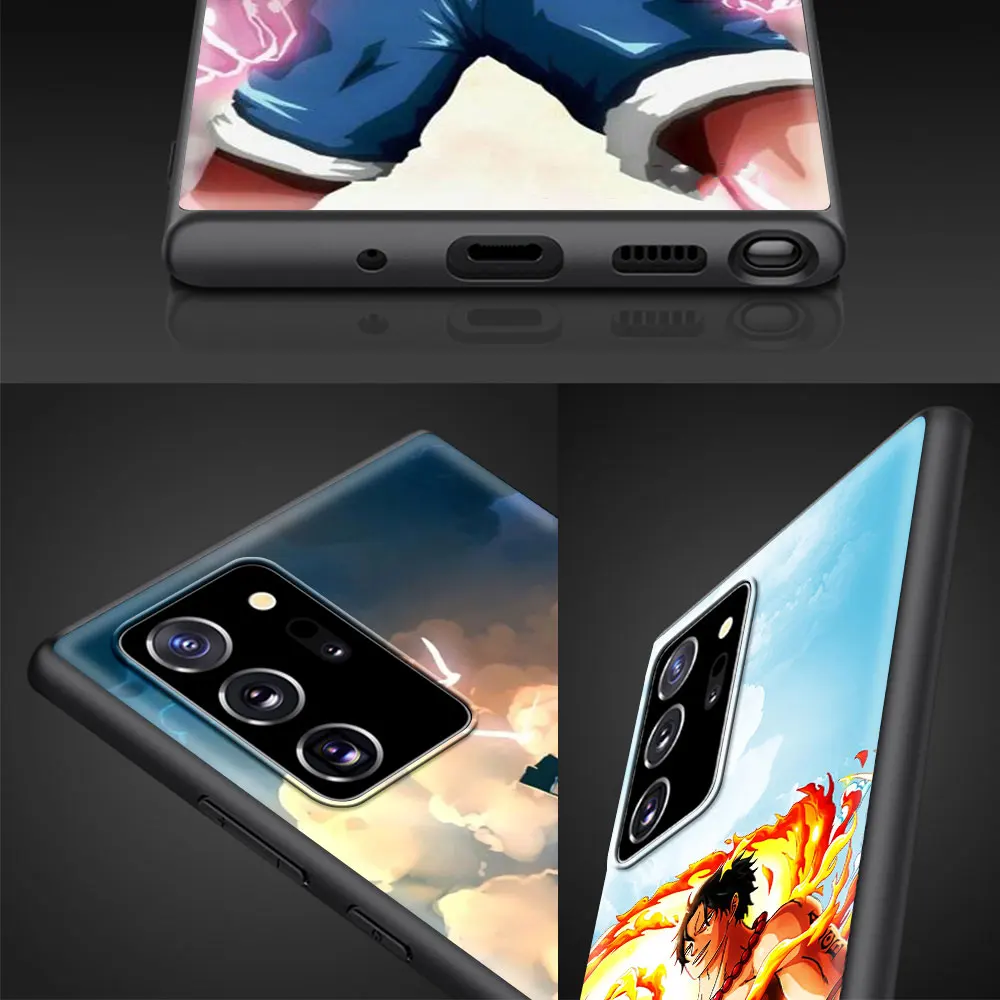 Anime One piece Silikoninis Telefono dėklas, skirtas Samsung Note 8 9 10 20 Ultra 5G Plius 10Lite Minkštas Juodas Viršelis Coque 