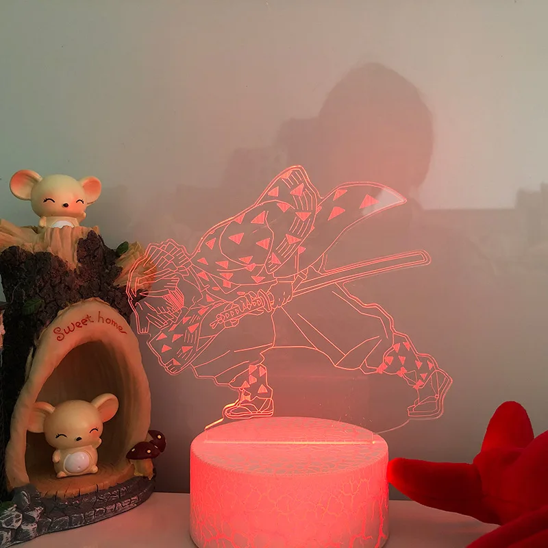 PMMA 3D LED Nakties Šviesos ANIME Kamado Nezuko Stalo Lempa Kelių Spalvų Draugams Demon Slayer Lempos 1