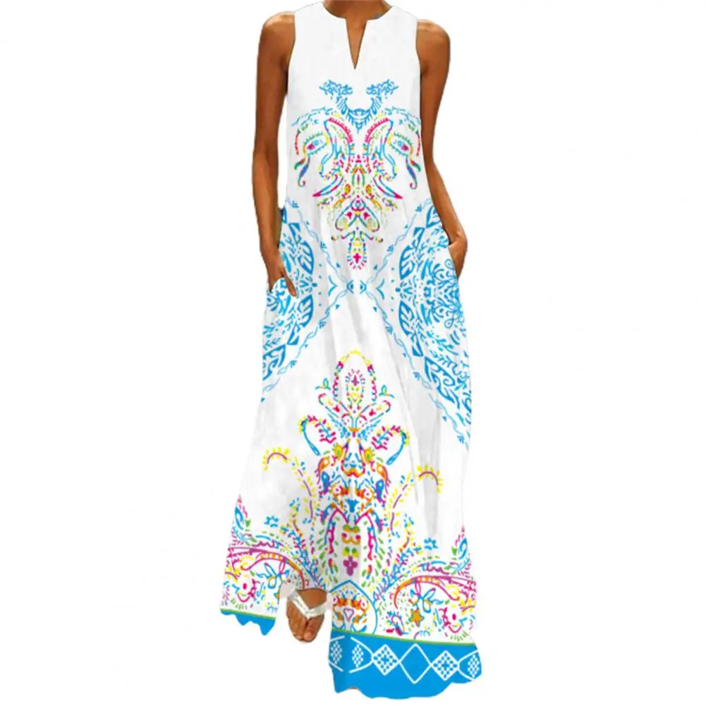 Moterų Suknelė Vasaros 2021 Elegantiška Panele Suknelės Rankovių Skaitmeninio Spausdinimo V Kaklo Kišenės Prarasti Maxi Suknelė už Šalis 2
