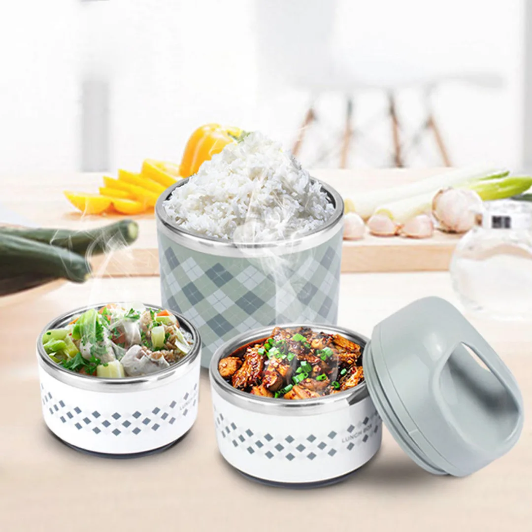 Nešiojamų Nerūdijančio Plieno Šilumos Priešpiečių Dėžutė skirta Maisto Office Lunchbox Bento Boxs Termosas Priešpiečių Dėžutė Maisto Konteinerį su Pietų Krepšys 2
