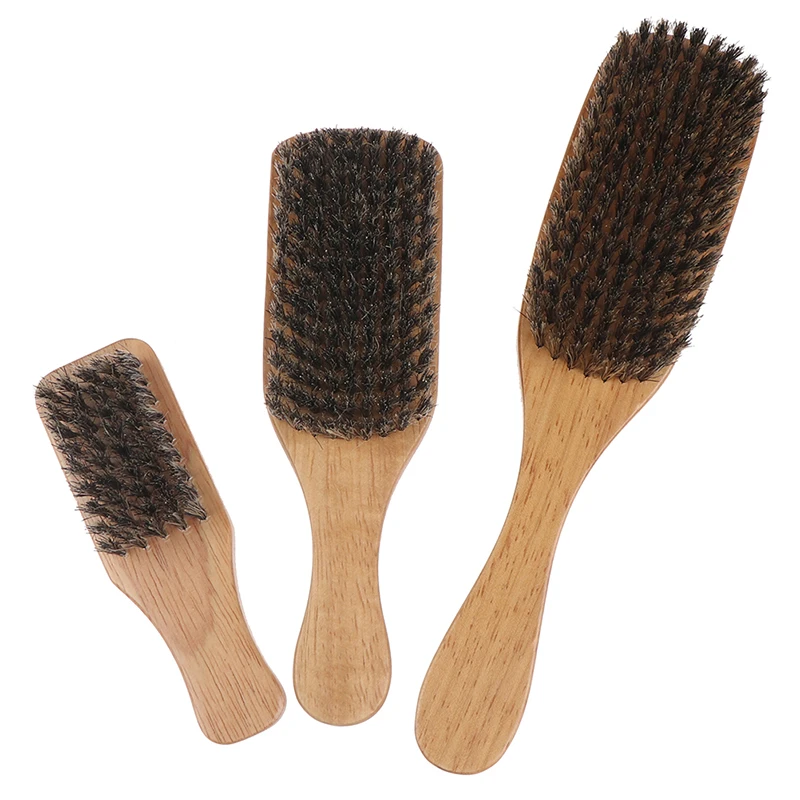 1X Mens Šernų Šerių Plaukų Šepetys Mediniais Garbanotas Banga Teptuku Optikos Barzda Hairbrush 1