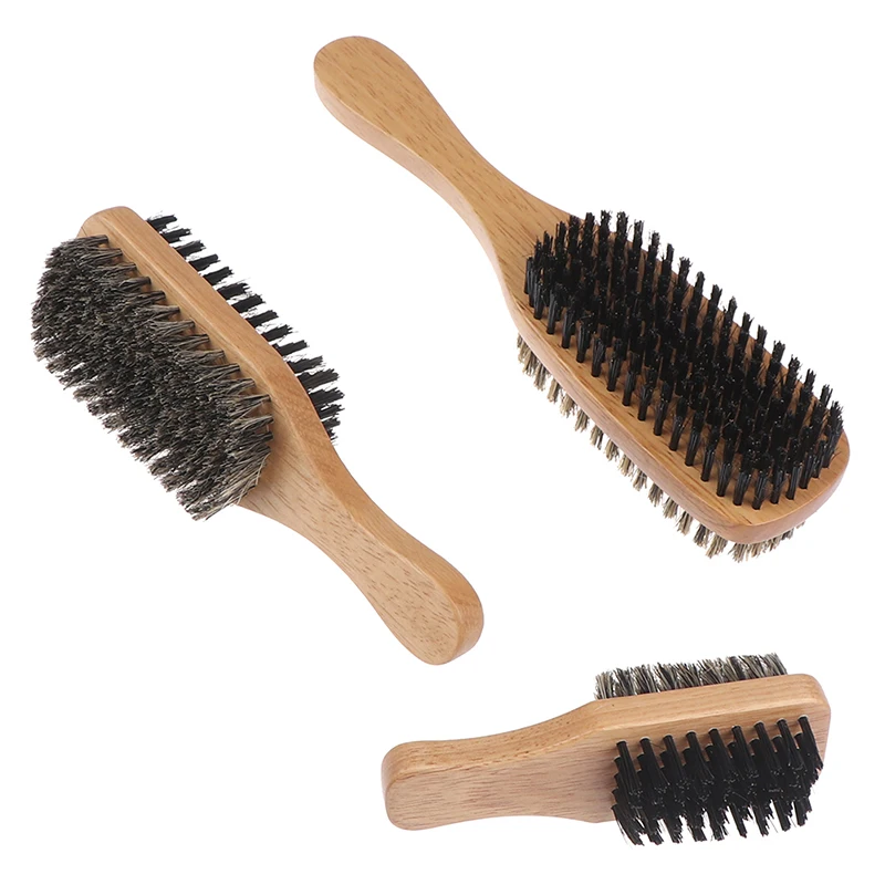 1X Mens Šernų Šerių Plaukų Šepetys Mediniais Garbanotas Banga Teptuku Optikos Barzda Hairbrush 3