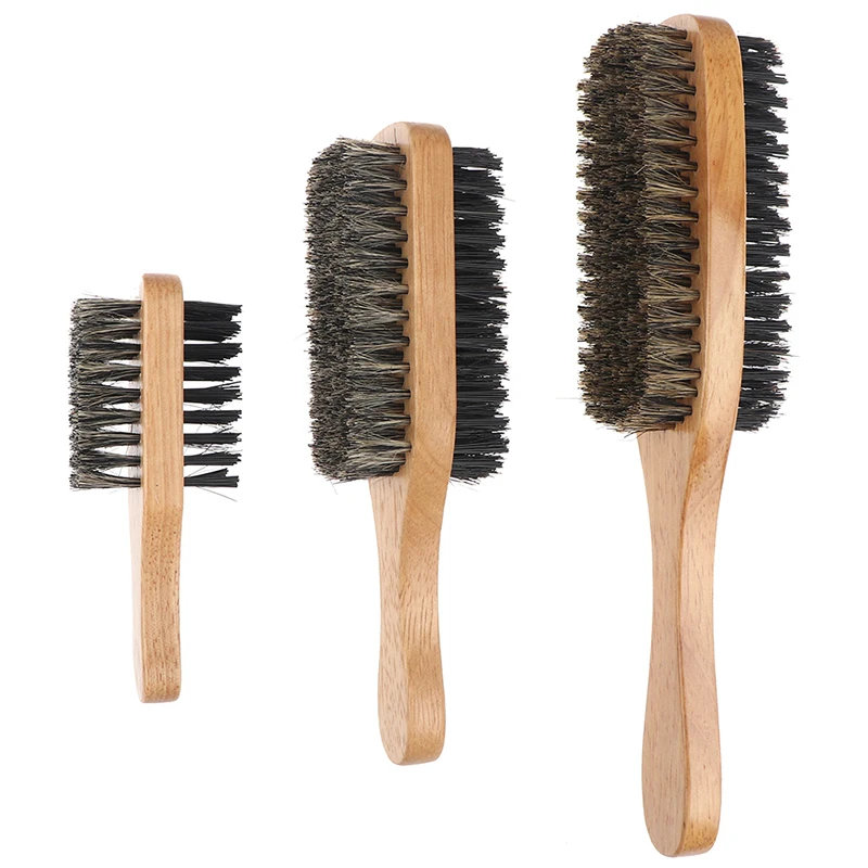 1X Mens Šernų Šerių Plaukų Šepetys Mediniais Garbanotas Banga Teptuku Optikos Barzda Hairbrush 4