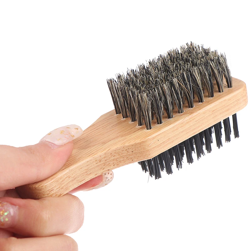 1X Mens Šernų Šerių Plaukų Šepetys Mediniais Garbanotas Banga Teptuku Optikos Barzda Hairbrush 5