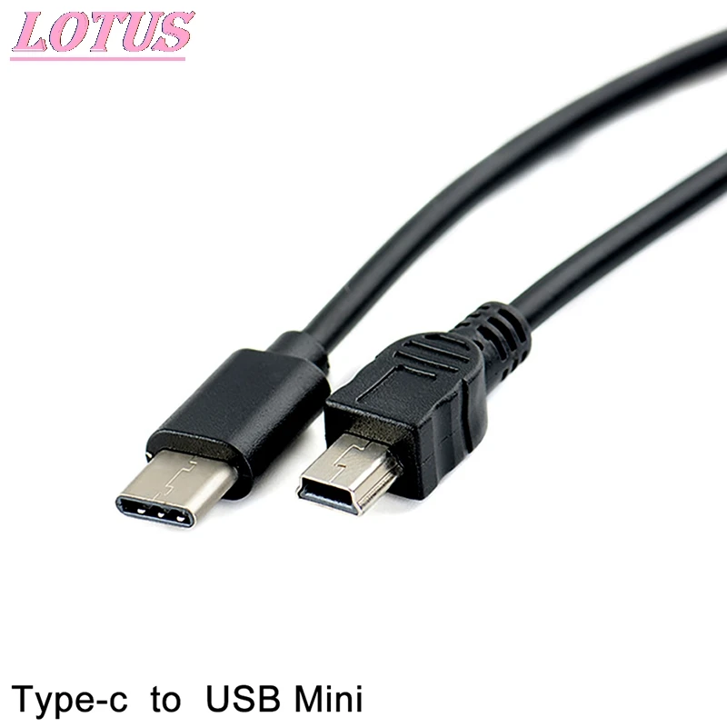 1pcs USB C Tipo 3.1 Vyras Į Mini USB 5 Pin B Male Kištuko Keitiklį OTG Adapterio Sukelti Duomenų Kabelis Macbook Mobiliojo 30cm 1