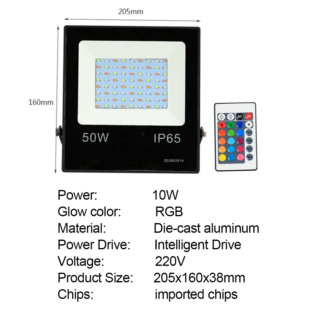 RGB LED Prožektorius 10W 30W 50W Foco LED Prožektoriai, IP66 atspari Vandeniui Lauko Refletor Led Potvynių Lemputė su Nuotolinio valdymo pultelis 220V 1
