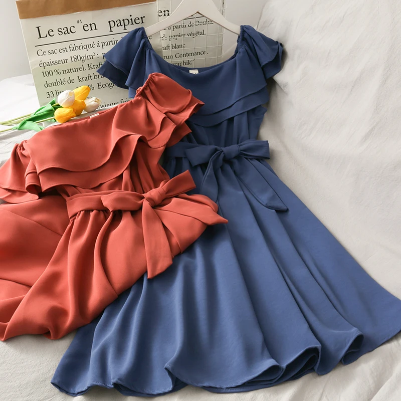 Off Peties Suknelė Vasaros Pynimas Mini Suknelė Moteriai Vasaros Paplūdimio Korėjos Kawaii Šalis Suknelės Moterims 2021 Elegantiškas Gimtadienio Mielas 0