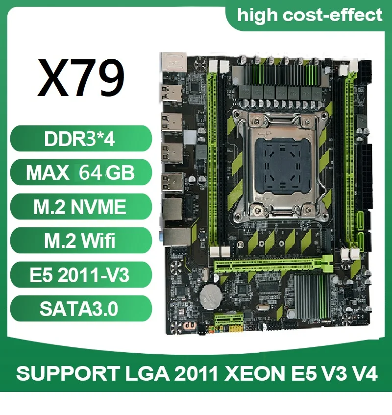 X79 motininė Plokštė LGA 2011 USB2.0 SATA3 Paramos REG ECC Atminties ir Xeon E5 Procesorius 4DDR3 CPU 4pcs x 4 = 16 GB Plokštė 2