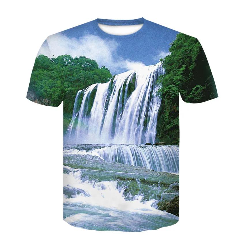 Gamta/Kraštovaizdžio Medis T-shirt Vasaros Laisvalaikio Gamtos Peizažai Pilną Versiją 3D T-shirt Cool vyriški T-shirt 3D Spausdinimo T-shirt Vyrai 3
