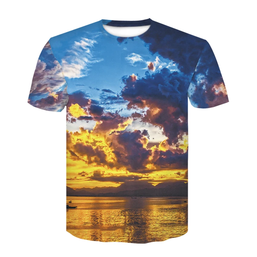 Gamta/Kraštovaizdžio Medis T-shirt Vasaros Laisvalaikio Gamtos Peizažai Pilną Versiją 3D T-shirt Cool vyriški T-shirt 3D Spausdinimo T-shirt Vyrai 4