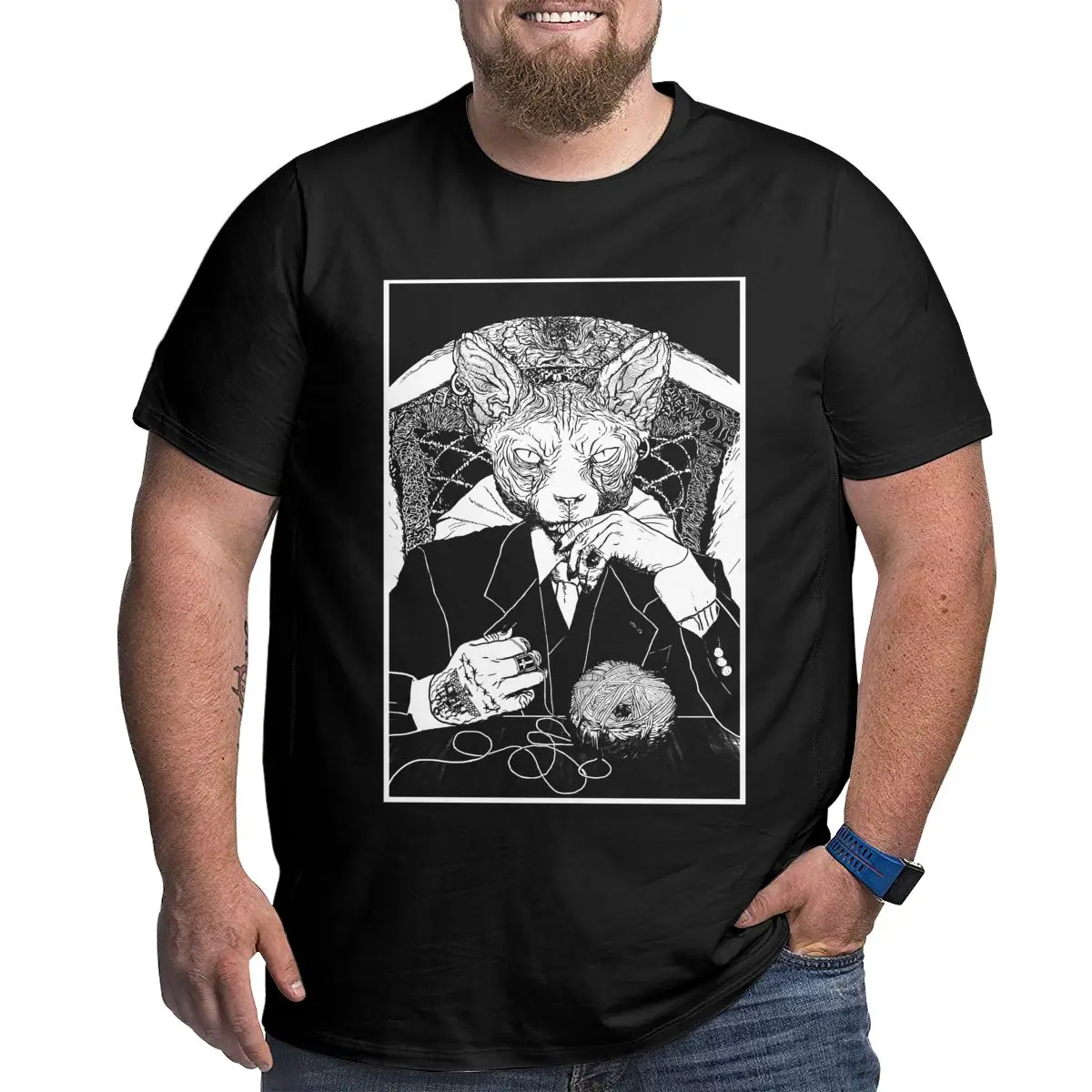 Vyrai Gangsta Katė T Shirts Kanados Beplaukiai Sfinksų Kačiukas Gyvūnų Augintinių Drabužius Didelis, Aukštas, Marškinėliai, Plius Dydis Didelio Dydžio, Didelio T-Shirt 0