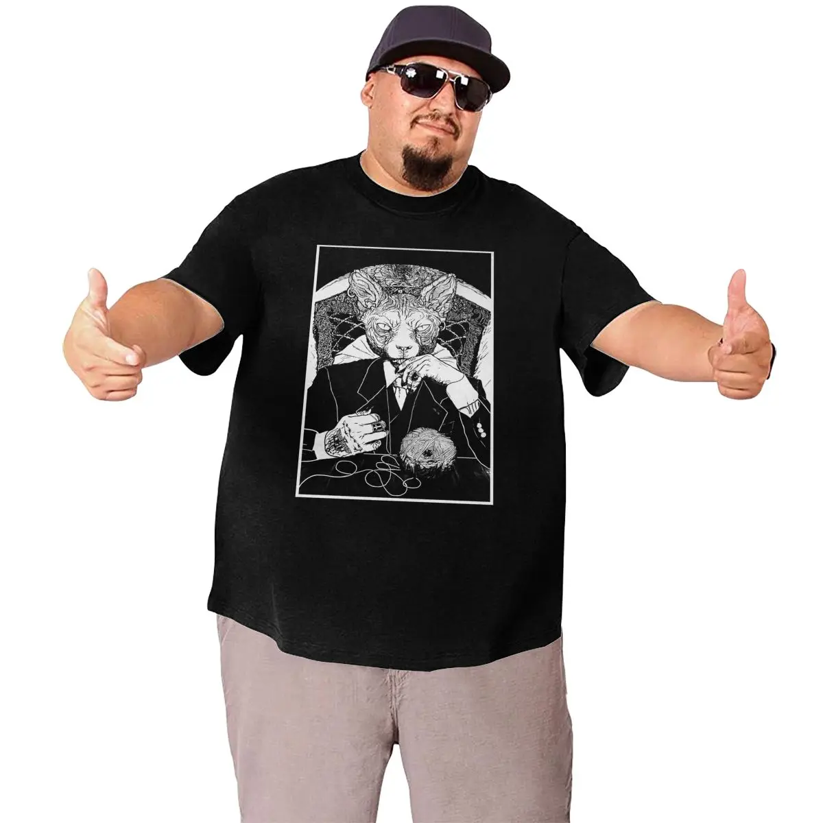 Vyrai Gangsta Katė T Shirts Kanados Beplaukiai Sfinksų Kačiukas Gyvūnų Augintinių Drabužius Didelis, Aukštas, Marškinėliai, Plius Dydis Didelio Dydžio, Didelio T-Shirt 3