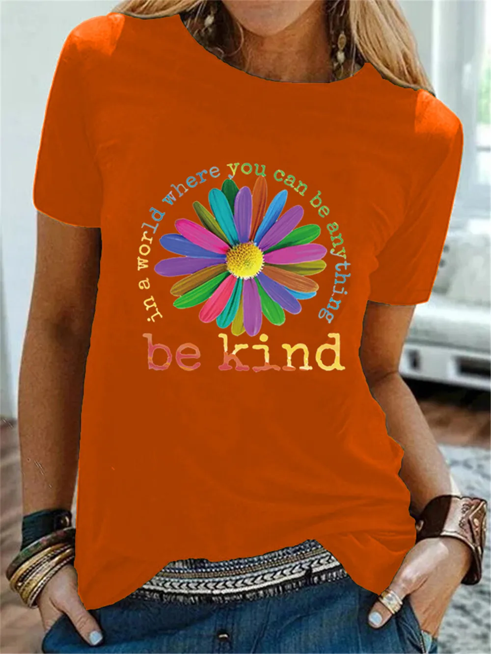 Juokingi Marškinėliai Mados Marškinėlius Pasaulyje, Kur Jūs Galite Būti kas nors Rūšies Spalvinga Gėlių Moterims T-shirt 3