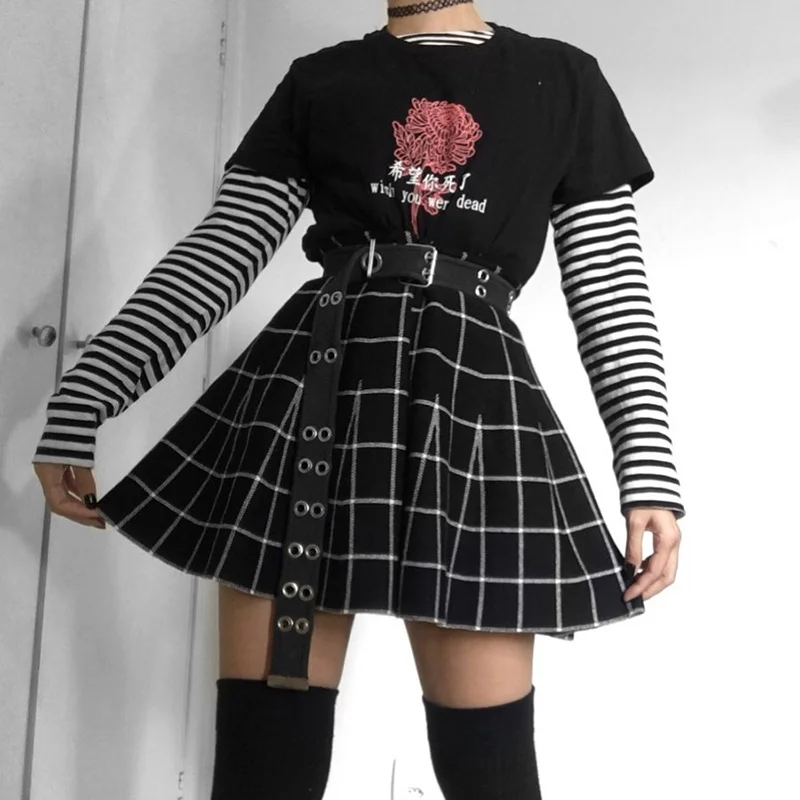 InsDoit Y2K Goth Pledas Punk Grunge Sijonas Moterims Harajuku Streetwear Mados Seksualus, Elegantiškas Sijonas Estetinės Vasaros Aukšto Liemens Sijonai 2